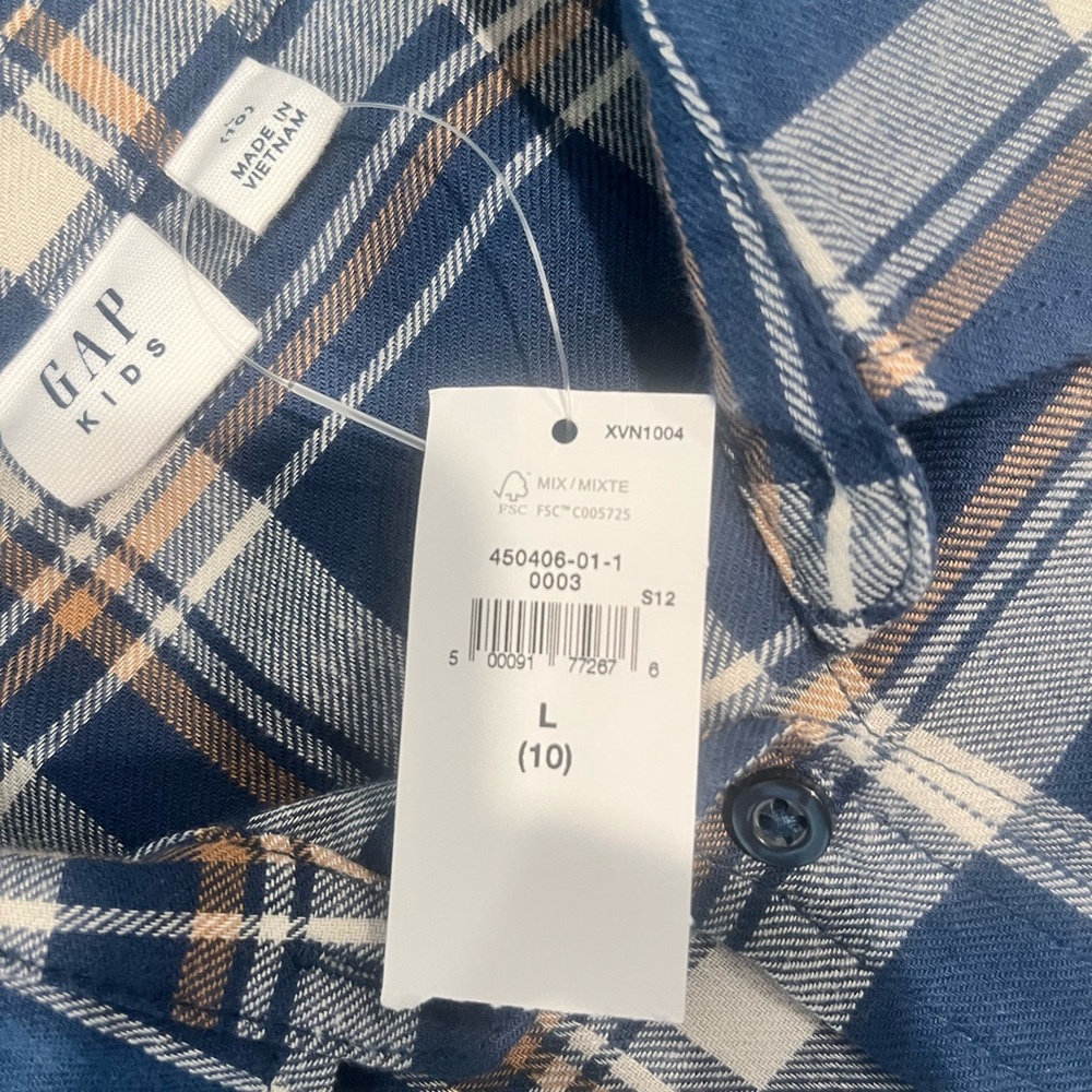 NWT boys Gap plaid shirt size L (10)